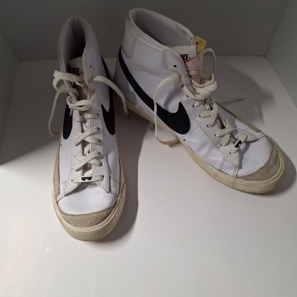 Nike White and Black High-Top Sneakers